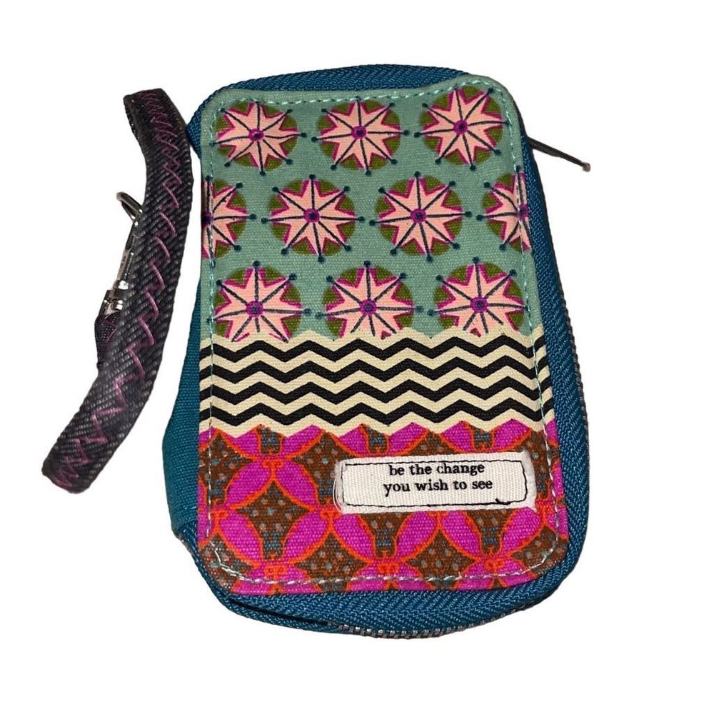 Natural Life Wristlet Wallet Bifold Bohemian Canvas Cotton